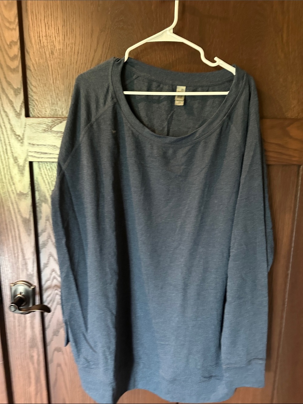 Women's Slate Blue Long Sleeve Scoop Neck Top